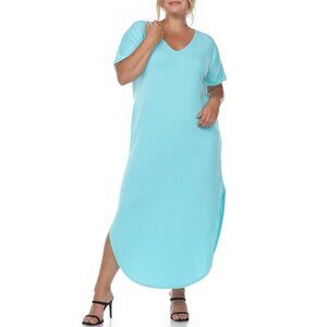 White Mark Short Sleeve Maxi Dress, Women's Plus Size 1X Blue MSRP $56